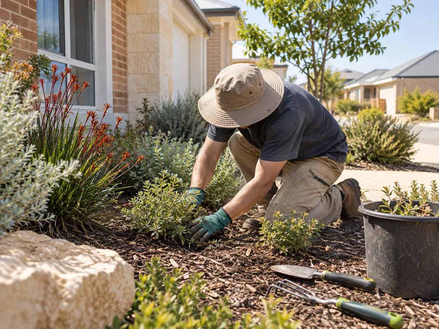 Illustrative planting and garden maintenance in Perth